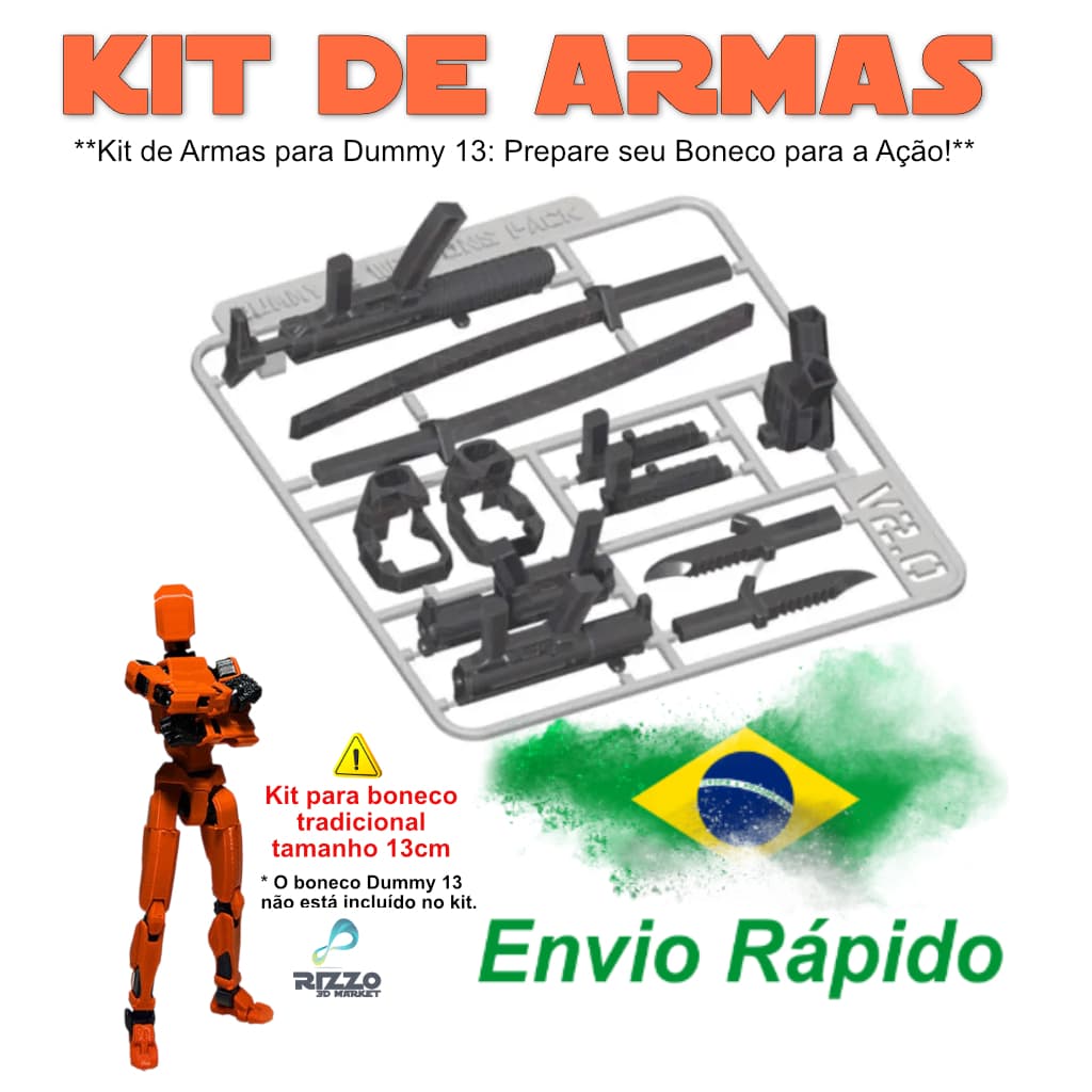 KIT de ARMAS para boneco Articulado Dummy 13