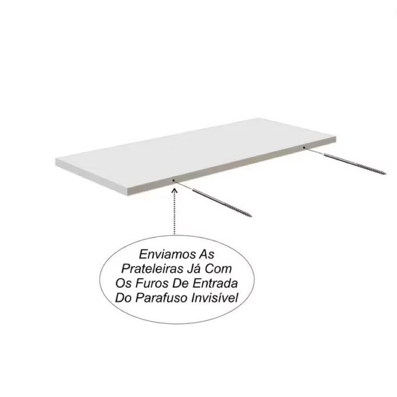 1 Prateleiras Lisa 60x20cm Suporte invisível Mdf Reta Branco De Parede Livro Organizadora Cozinha Quarto