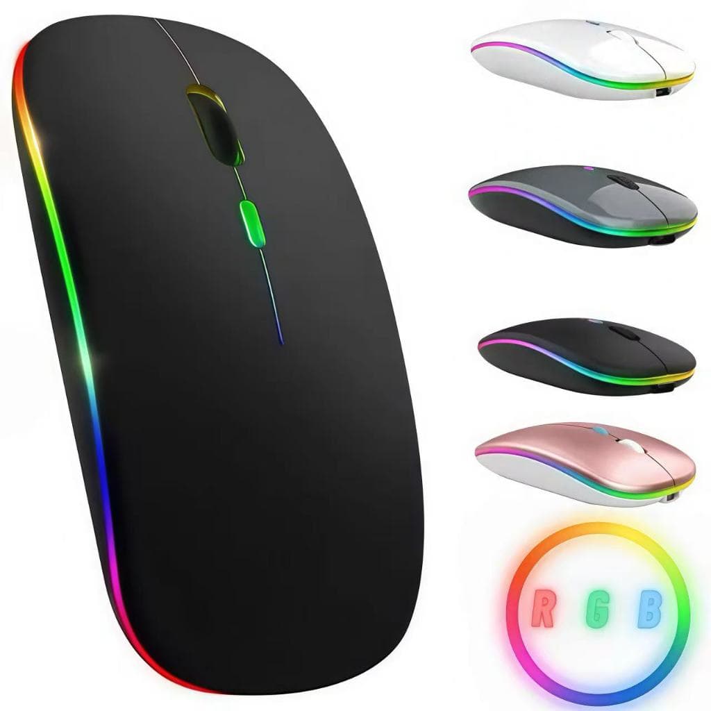Mouse Sem Fio Recarregável E-1300 Pro Com LED RGB 2.4G/Bluetooth 5.0 Portátil para Trabalho
