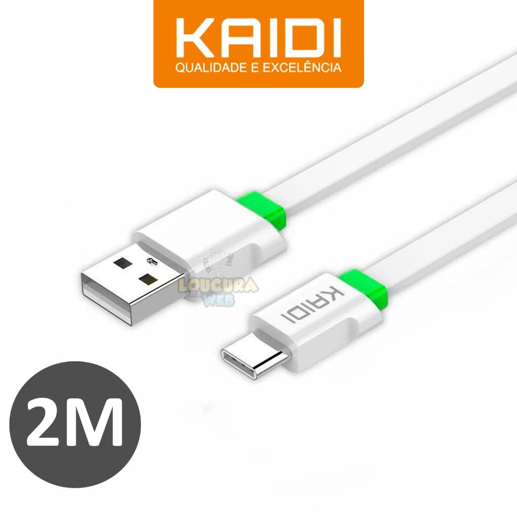 Cabo 2 Metros Tipo C para Samsung Xiaomi Motorola Iphone 15 16 Cabo Carregamento Rápido