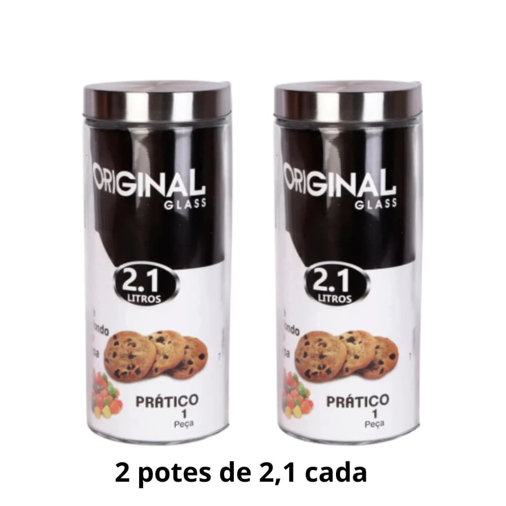 Kit Conjunto 2 Potes Vidro Resistente Organizadores De Cozinha Multiuso Grandes