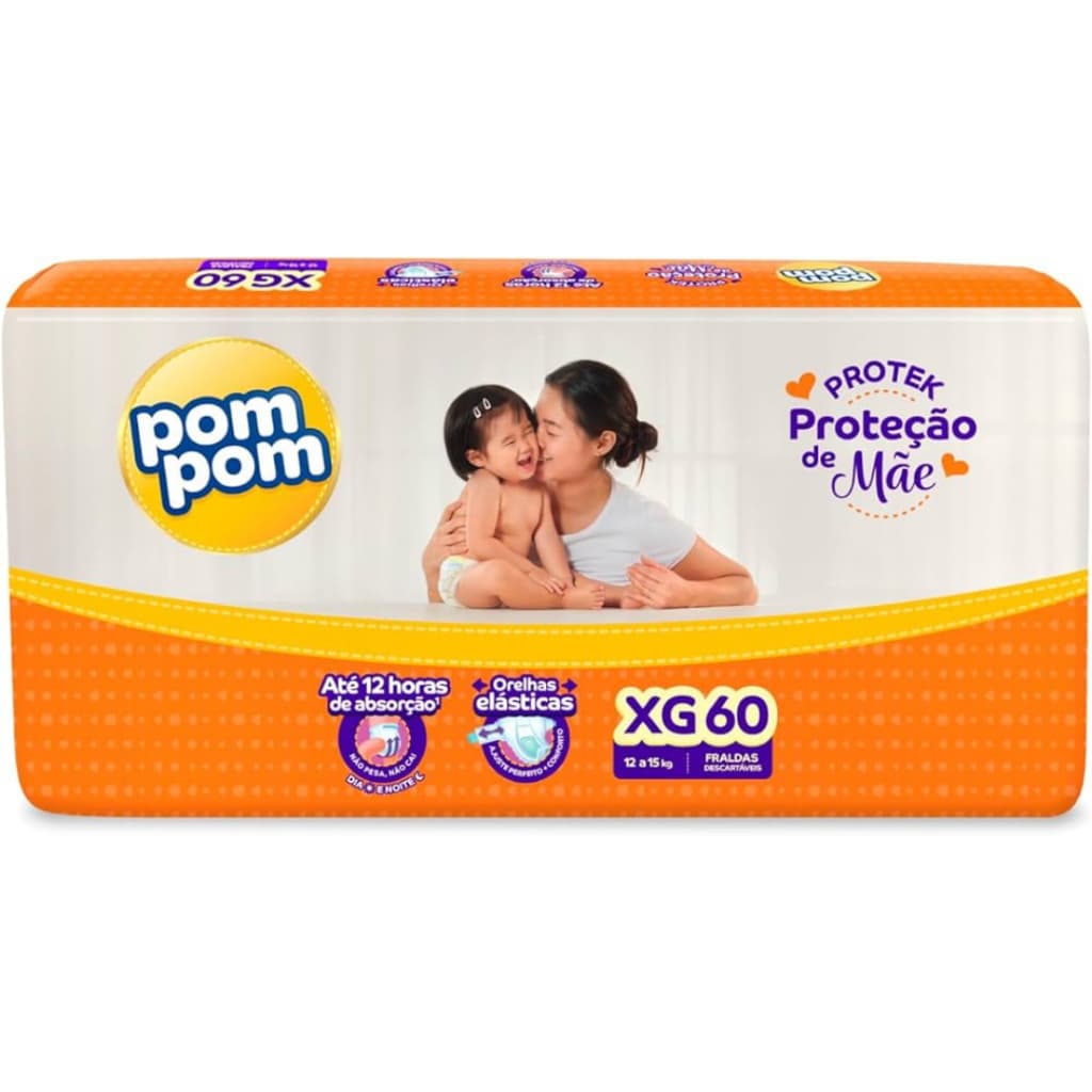 Fralda Pom Pom Derma Protek Pacote Hiper - Tamanhos M G XG