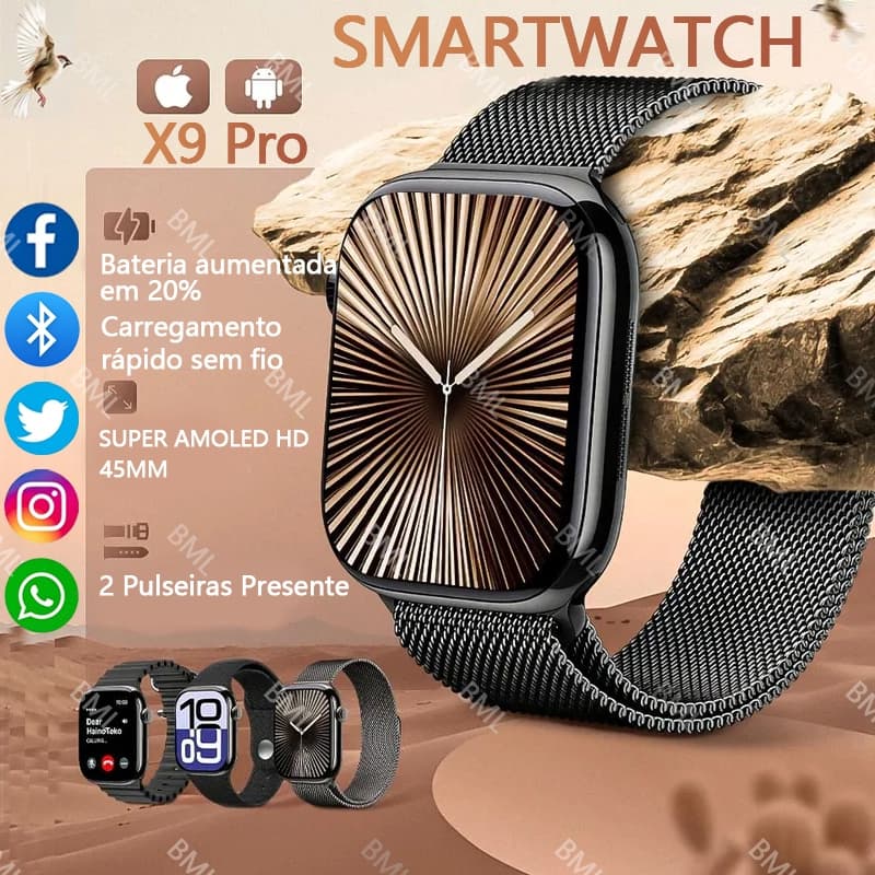 Relógio Smartwatch X9 X10 Pro Serie 10 Relógio Inteligente NFC Chat GPT AMOLED à prova de água Relógio Esportivo