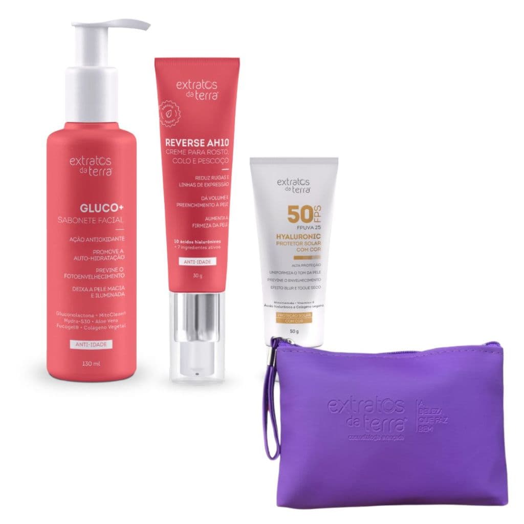 Kit Skin Care Anti-idade Com Protetor Solar Fps50 - Extratos