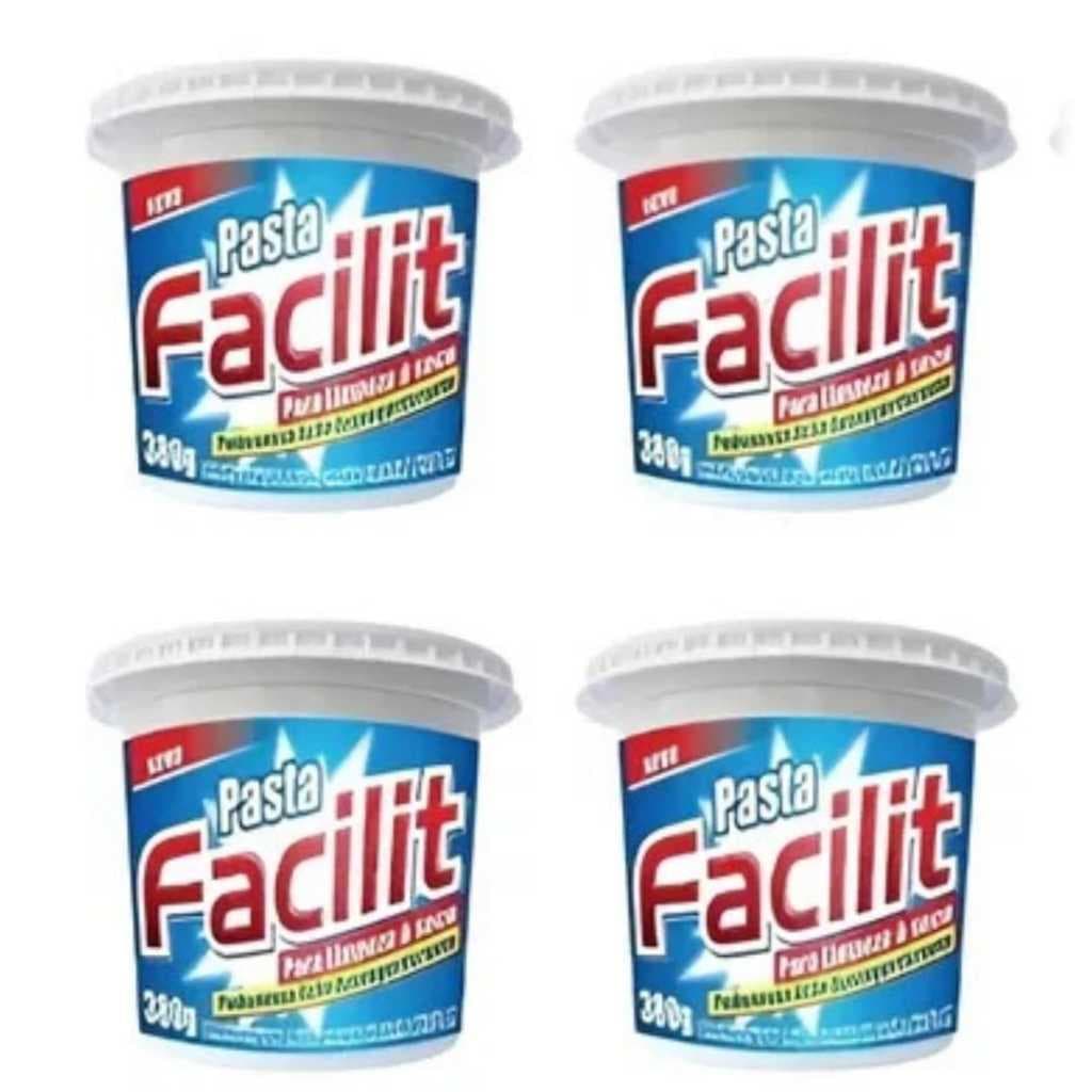 KIT 4Pasta  FACILIT 380g Limpeza a Seco Cozinha Carro Carpetes Pneus Banco Borrachas Tênis