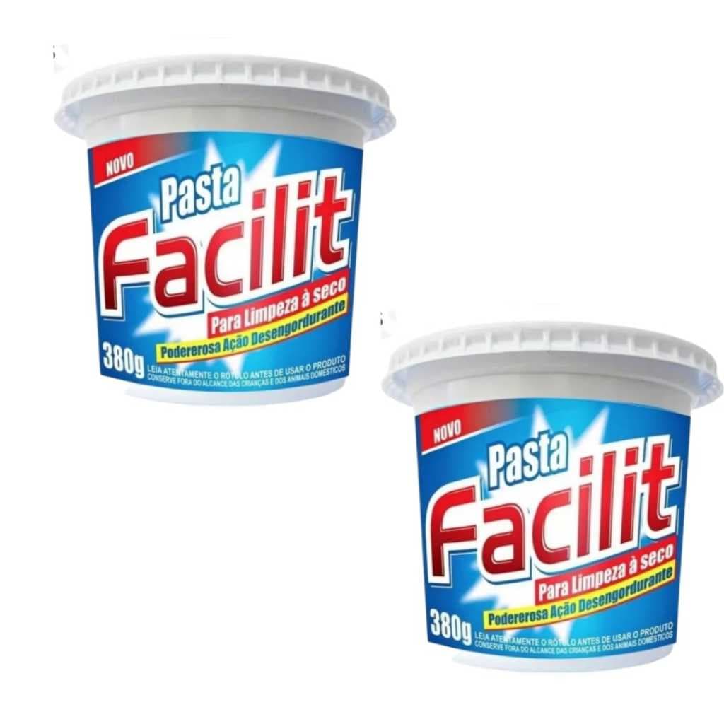 KIT 2 Pasta  FACILIT 380g Limpeza a Seco Cozinha Carro Carpetes  Banco Borrachas Tênis