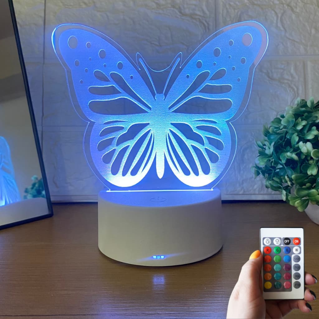 Luminária Borboleta Abajur Delicado Decoração 3D Led Infantil Decoração Jardim