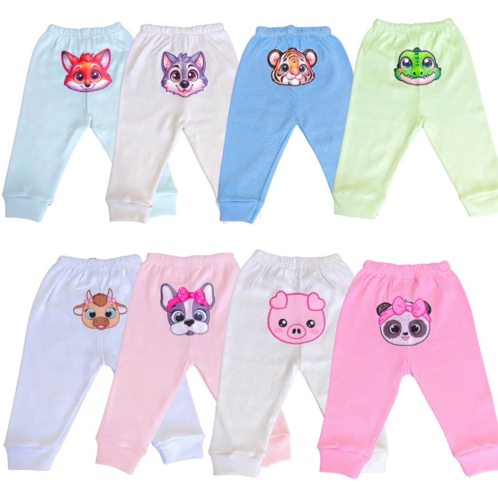 Kit 4 Peças Mijão Calça Estampada Bebê Infantil Menina e Menino 100% Algodão Enxoval Premium