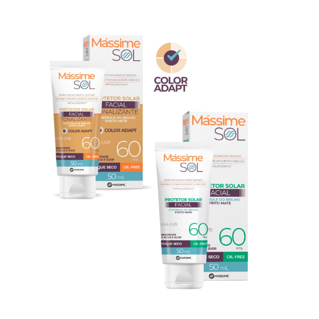 Protetor Solar Facial Fps 60 Com Cor + Protetor Fps 60 Matte Oil Free