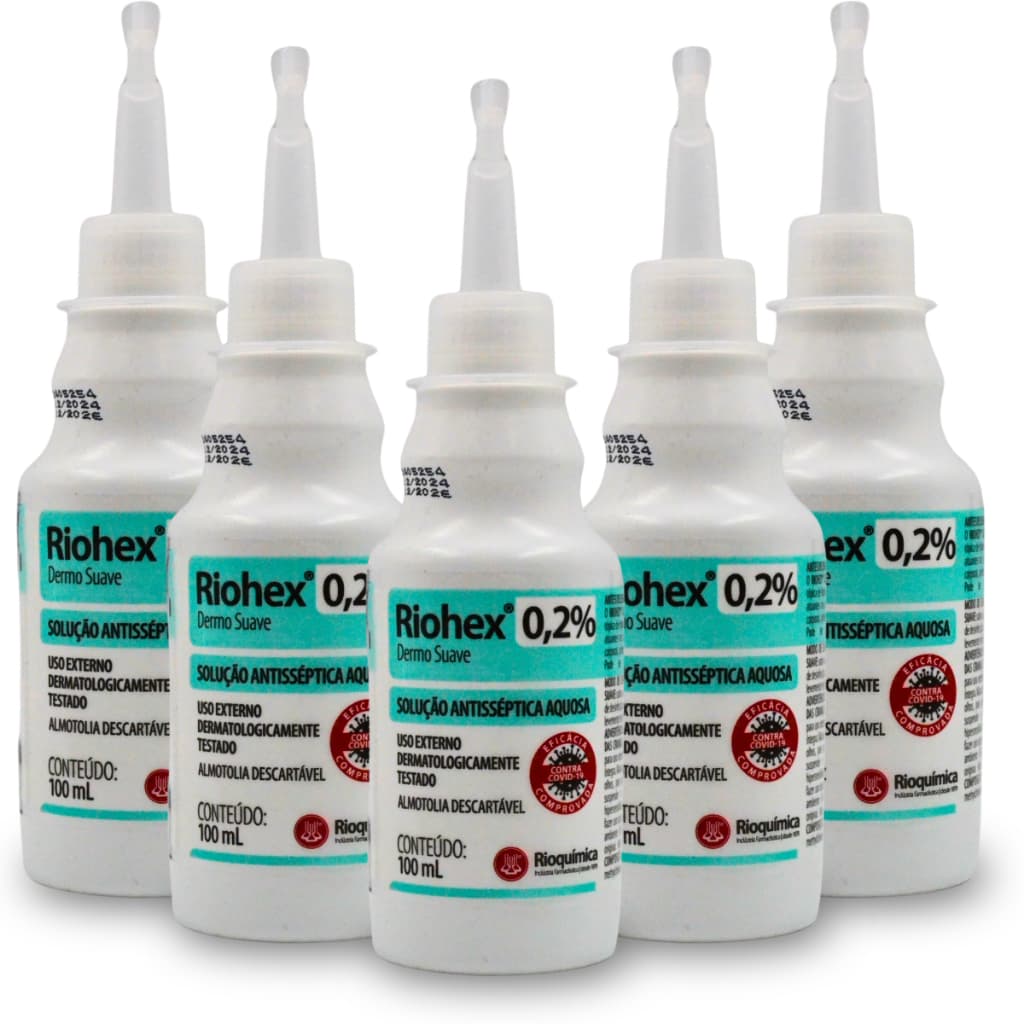 Kit 5 Riohex 0,2% Dermo Suave 100ml Cada - Rioquímica