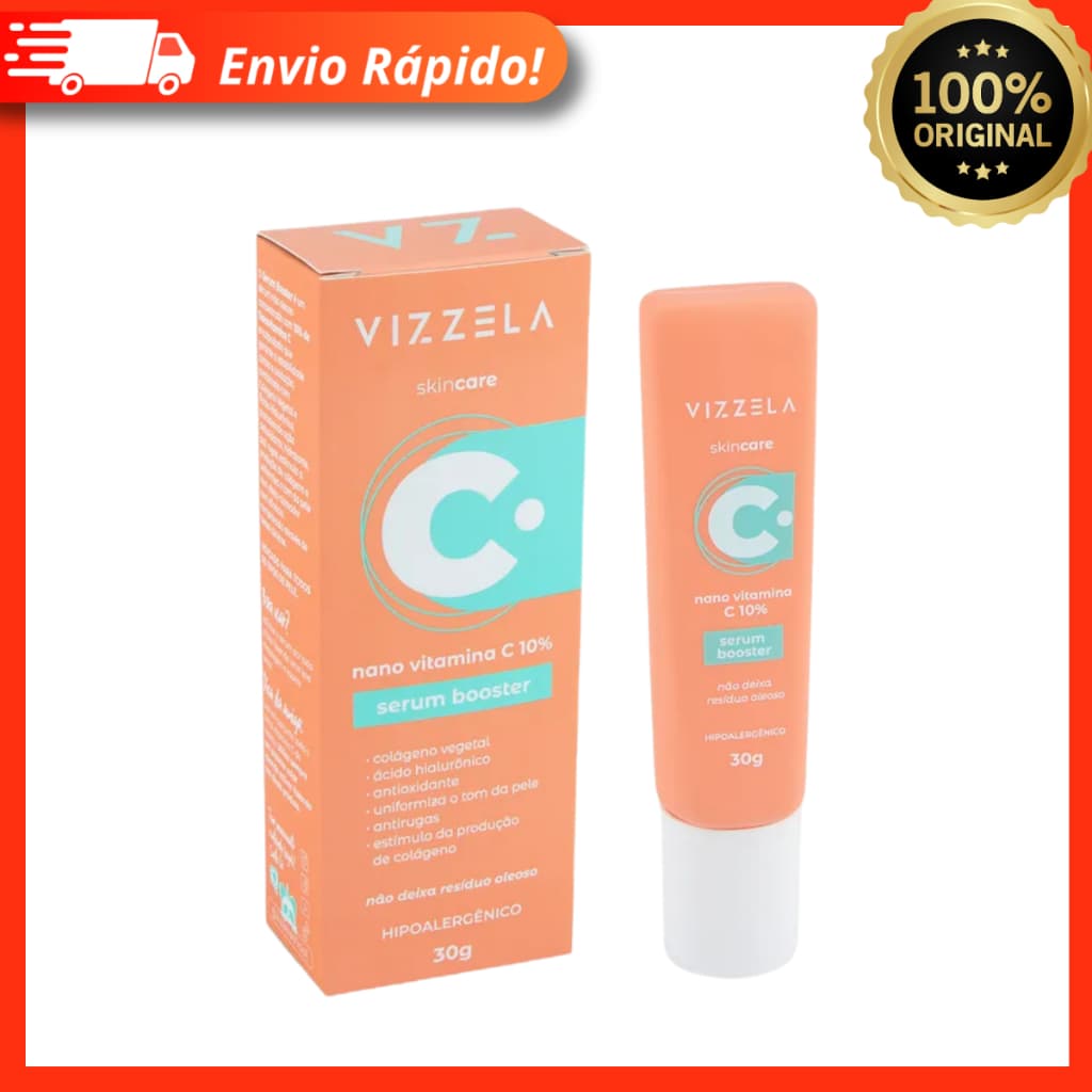 Sérum Facial Vitamina C Booster Antioxidante Antirugas Vizzela Vegano