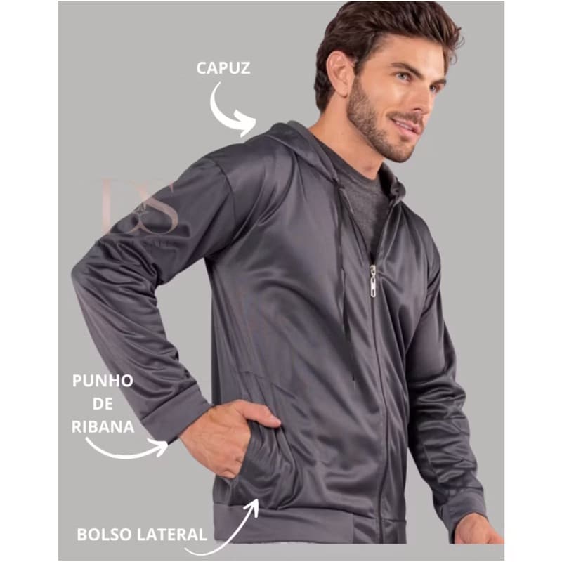 JAQUETA DE FRIO COM CAPUZ FORRADA POR DENTRO CONFORTÁVEL E ESPORTIVA