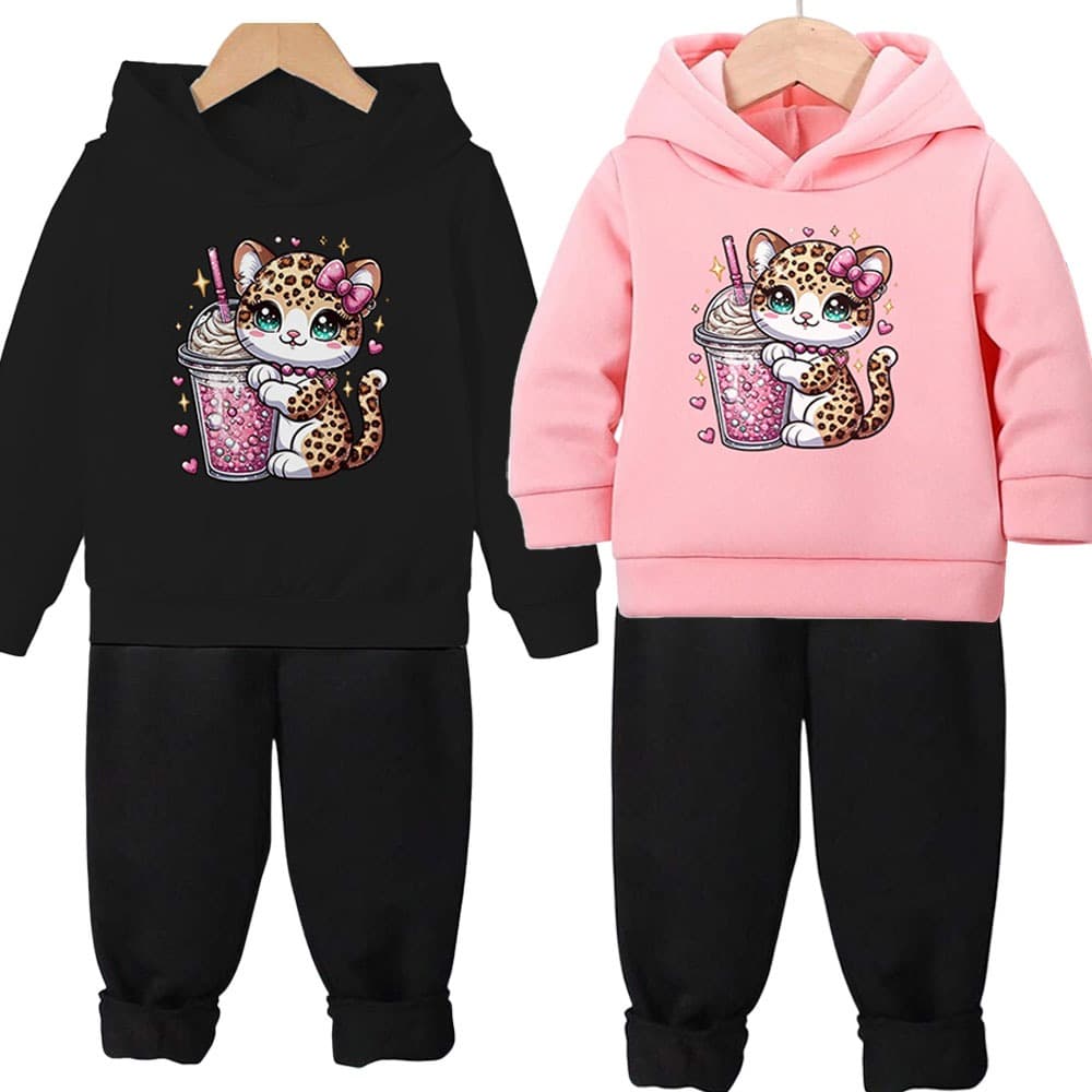 Conjunto Abrigo Moletom Infantil Menina Kit 2 Conjuntos Infantis com capuz Reforçado