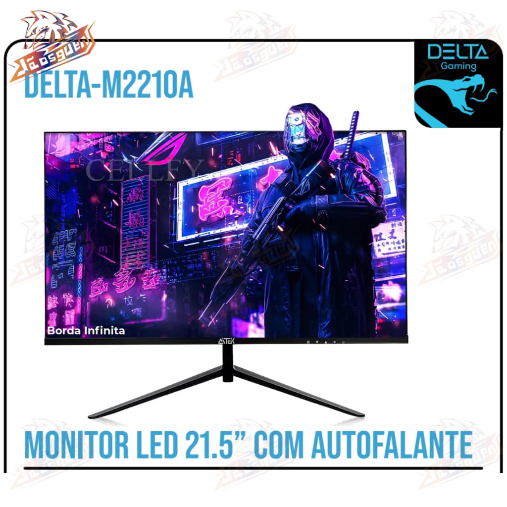 Monitor Gamer Aitek com tela de 21.5" 60Hz 127/220V e resolução Full HD