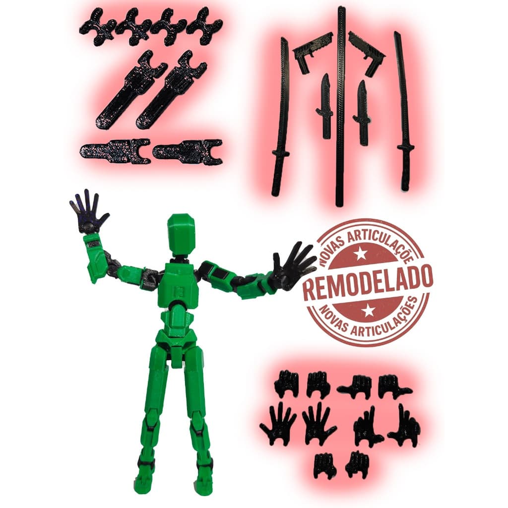 Dummy 13 Pecas Para Montagem Boneco Articulado Acompanha Acessorios Diversas Cores