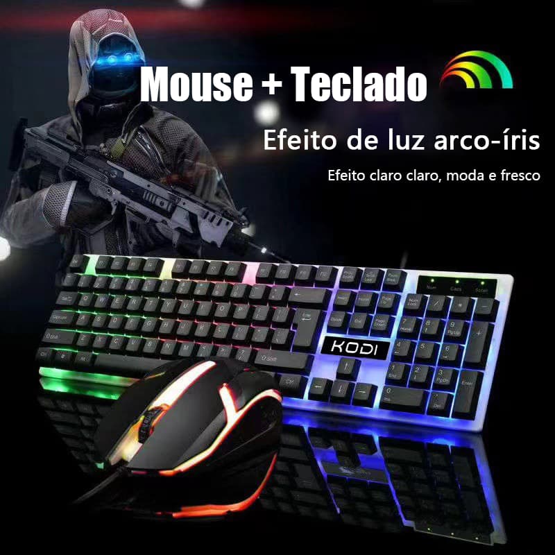 Teclado Semi Mecânico Gamer T350 RGB Mouse Kit Com Fio para PC Notebook -H8