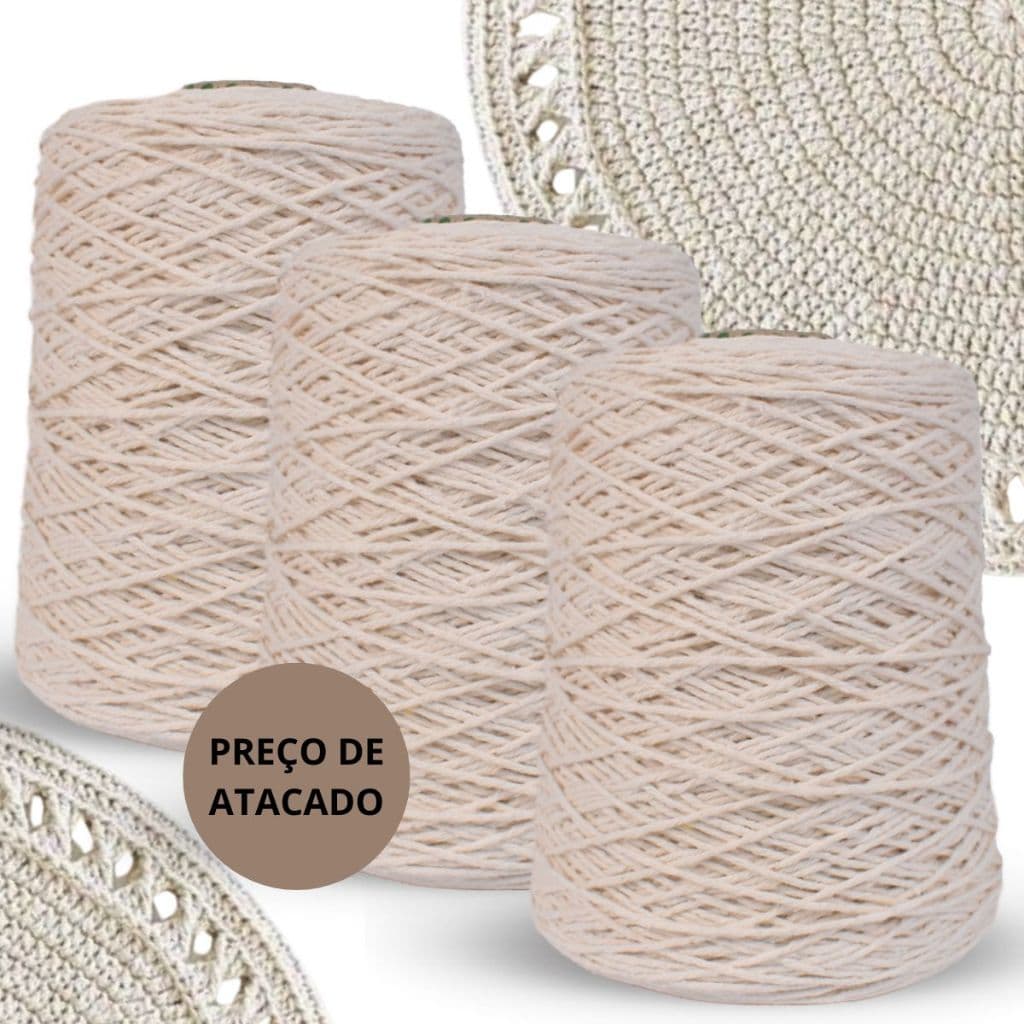 KIT 3 BARBANTE CRU NATURAL 500G FIO 4 6 8 CROCHÊ TRICÔ ARTESANATO ALGODÃO TAPETE ECONOMICO AMIGURUMI