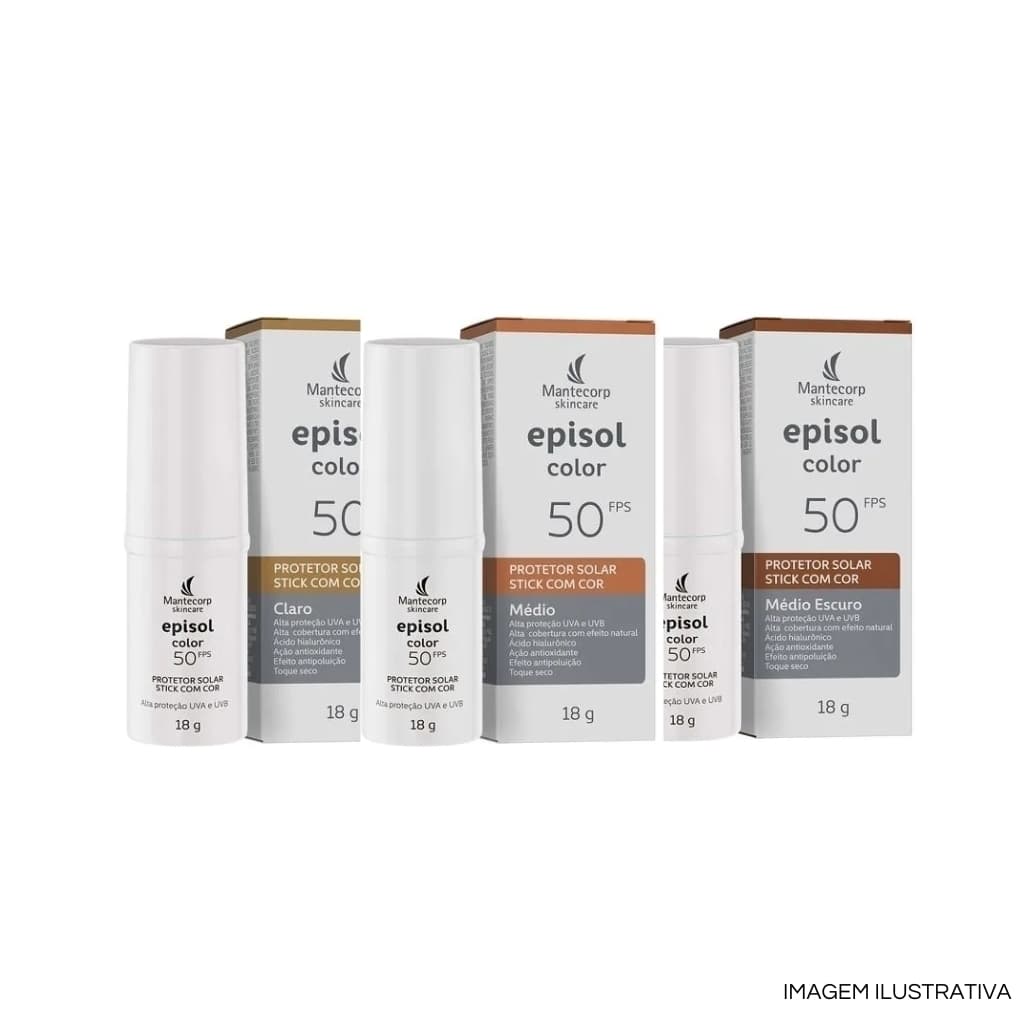 Protetor Solar Stick Com Cor FPS 50 Episol Color 18g Mantecorp SkinCare