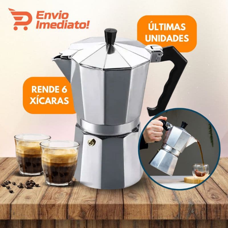 Cafeteira Italiana de Alumínio Café Expresso Moka 6 Xícaras (350 ml) Express