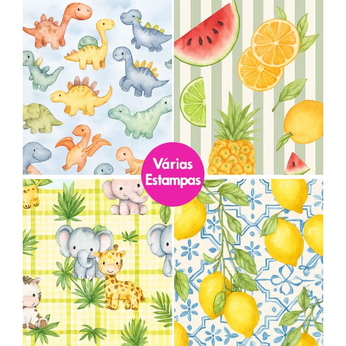 Tecido Tricoline 100% Algodão 50cm x 1,50m Estampa Cozinha e Frutas Patchwork