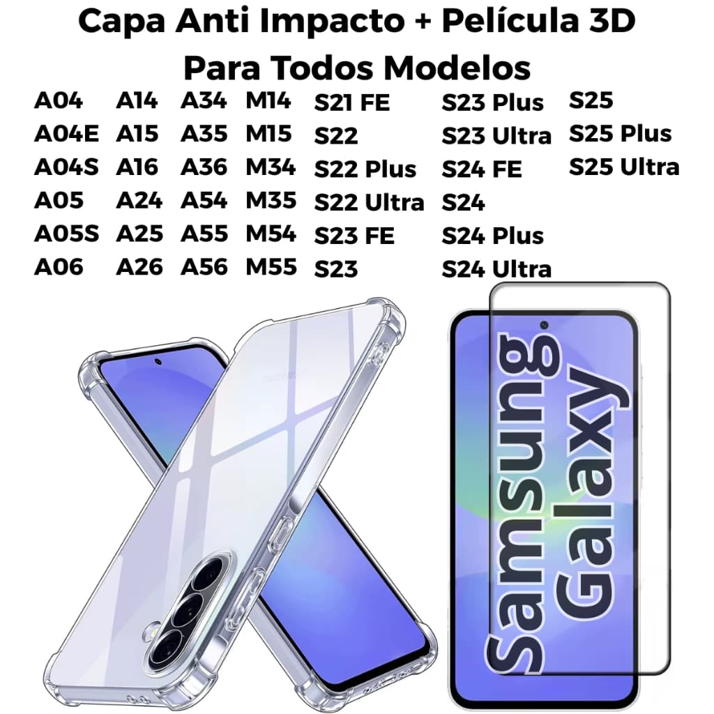 Capa Capinha + Película 3D para Samsung Galaxy Todos Modelos