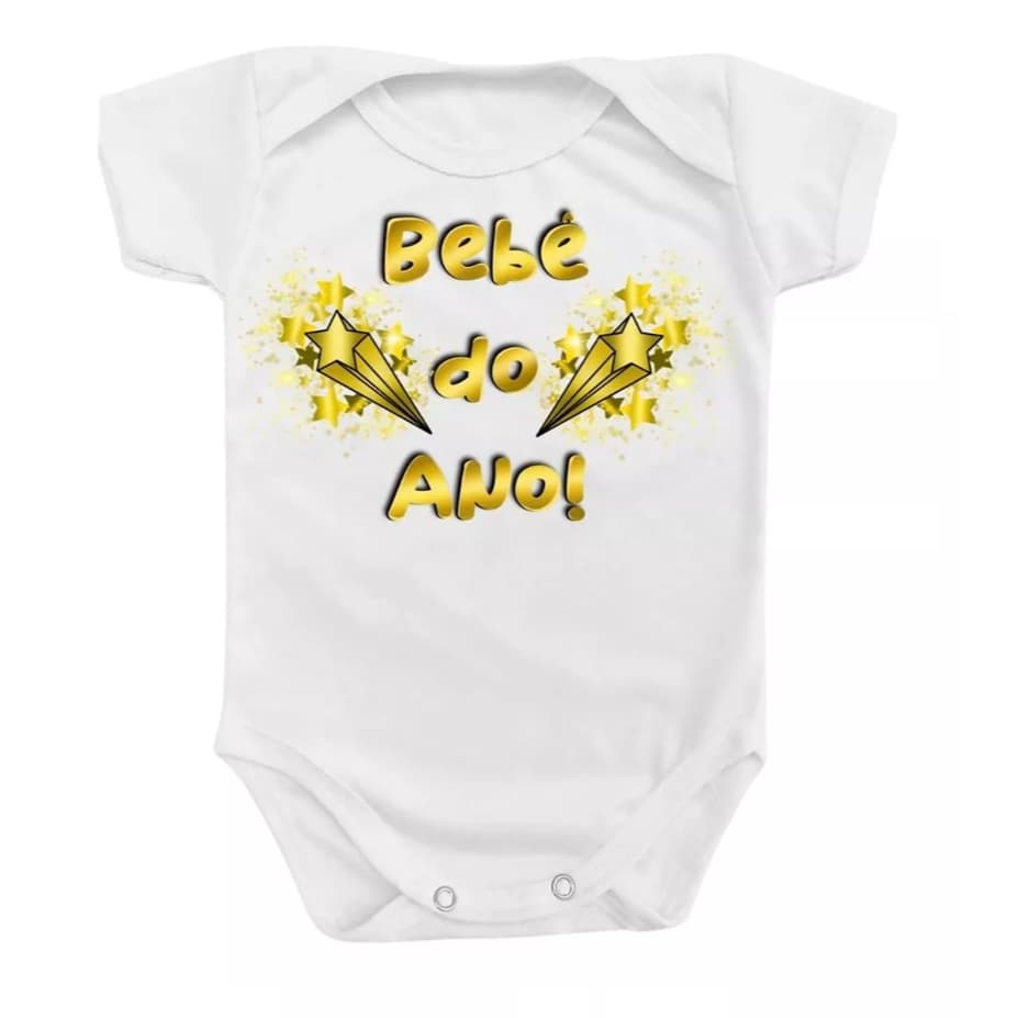 Body Bebê Roupa Infantil Menino Menina Bebê Ano Novo Dourado