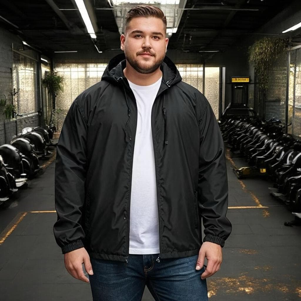 Jaqueta Corta Vento Plus Size P ao G4  Masculina Impermeável Capuz Zíper