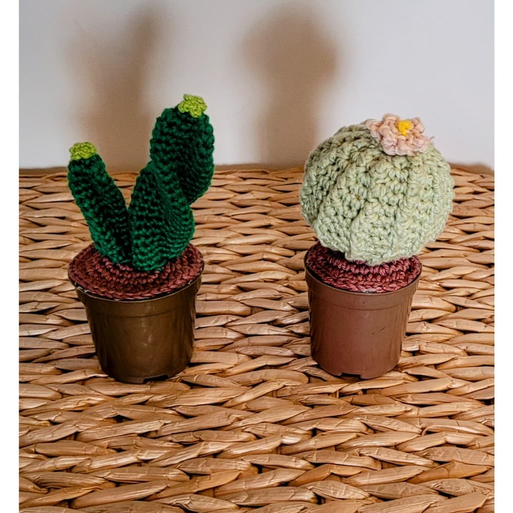 Kit 2 Vasinhos de Cactos de Amigurumi Crochê Artesanato Decoração