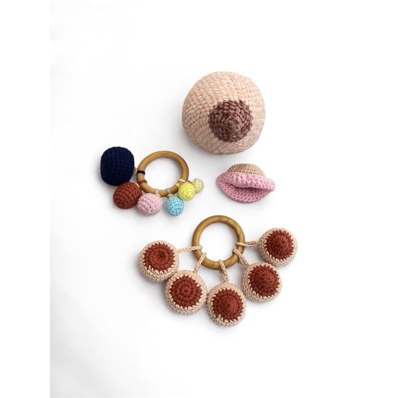Kit didático consultoria de amamentação/doula amigurumi/crochê, mama, boquinha articulada, capacidade gástrica, mamilos