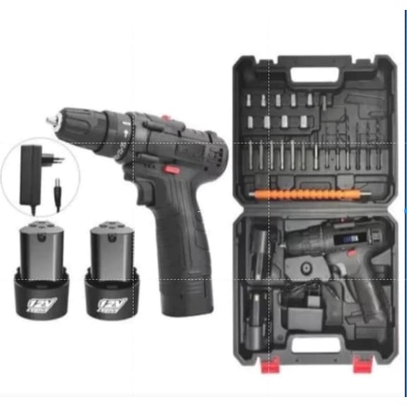 Parafusadeira Furadeira Profissional 12V com 2 baterias com maleta e acessórios