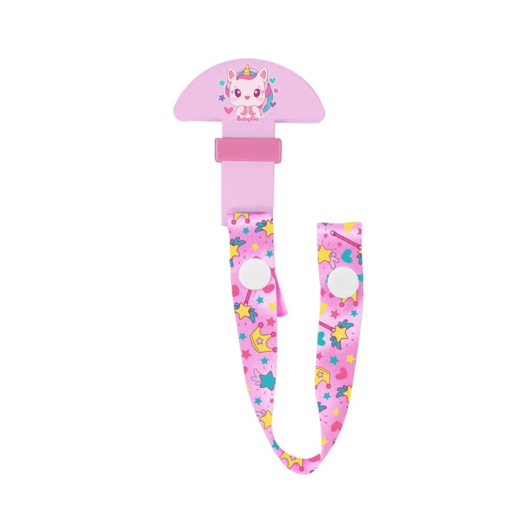 Prendedor de Chupeta para Bebê Rosa Menina C/ Fita Decorada Tamanho PP Unicórnio BabyGo