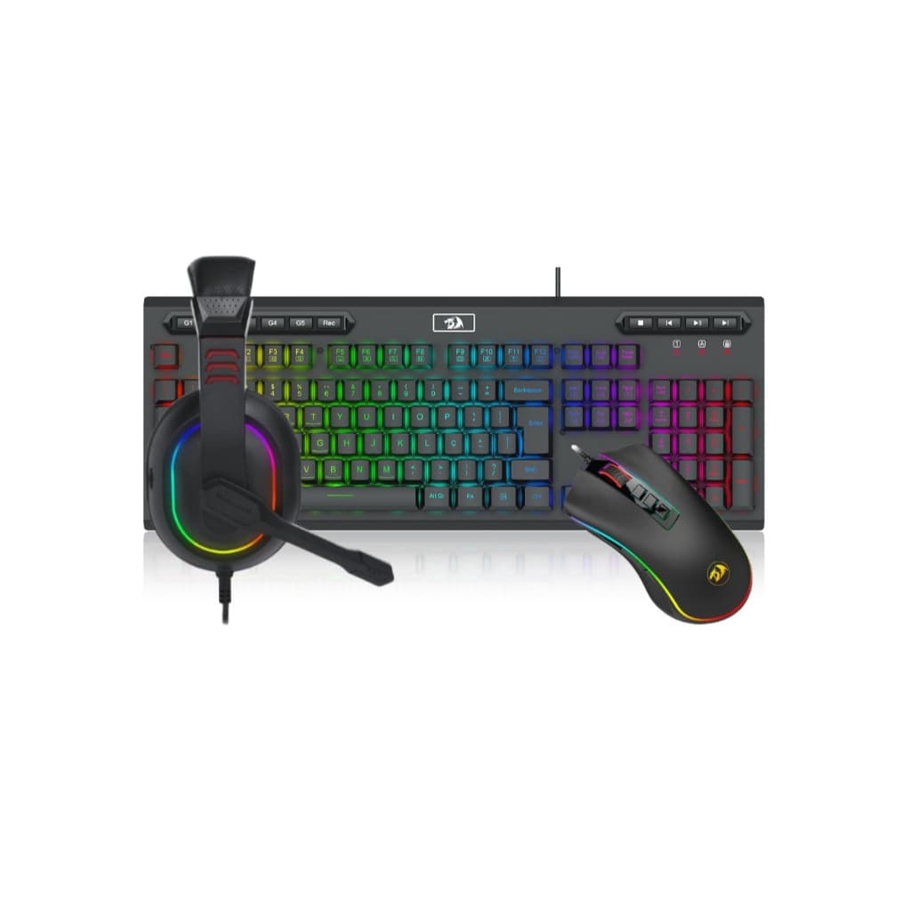 Kit Gamer Redragon RGB Completo Teclado Mouse Headset USB para PC Notebook Setup Gamer