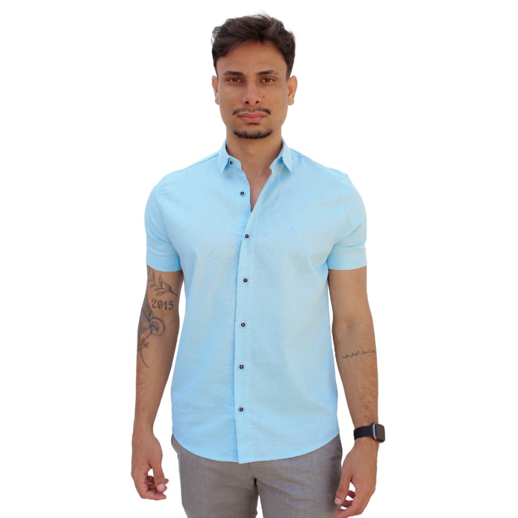 Camisa Social Masculina Slim Viscolinho Pronta Entrega
