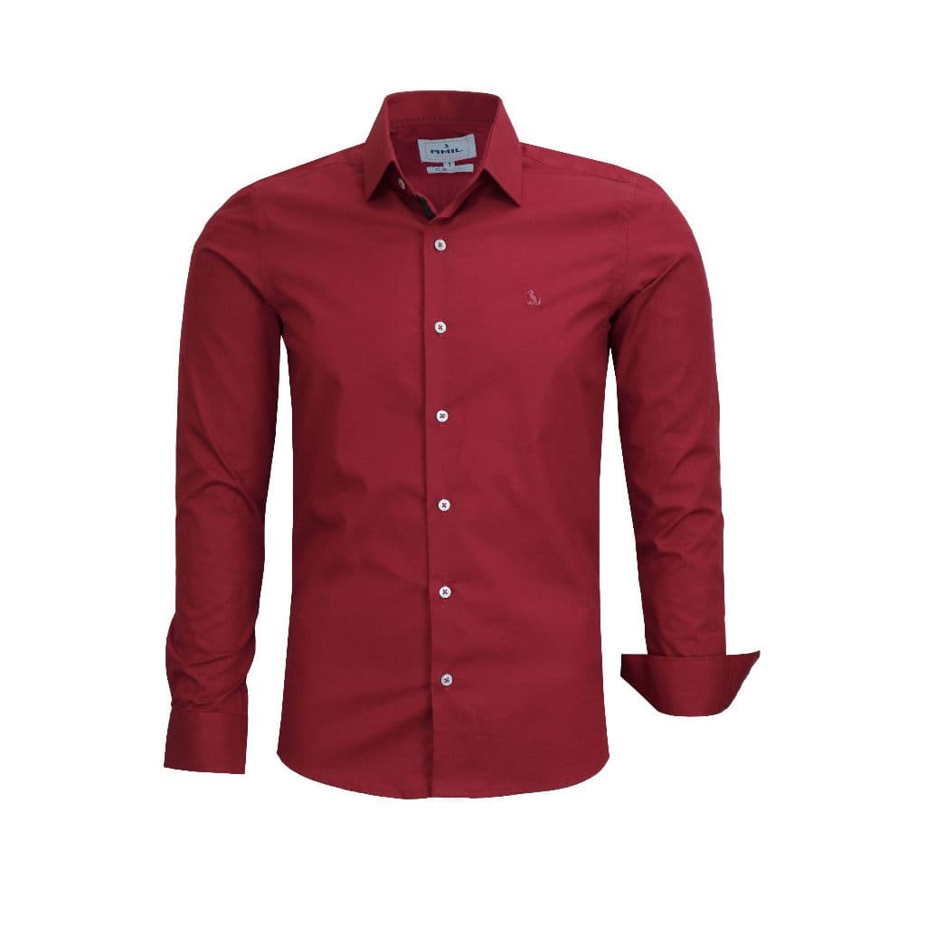 Camisa Social Amil Liso Sem Bolso Manga Longa  Slim 100% Algodão Lançamento 1871