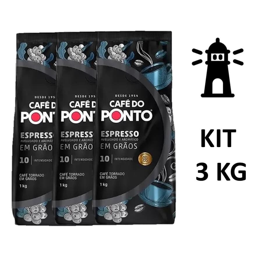 Café em Grãos Café do Ponto 1kg - KIT  com 3 Unidades - Café do Ponto