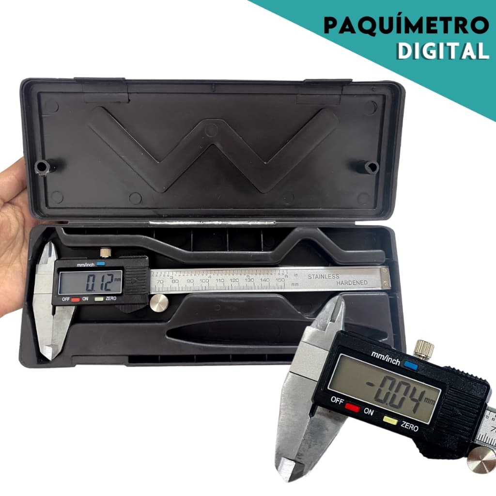 Paquímetro Digital Ferramenta Profissional Inox com Bateria Extra e Estojo 150mm Universal Precisão