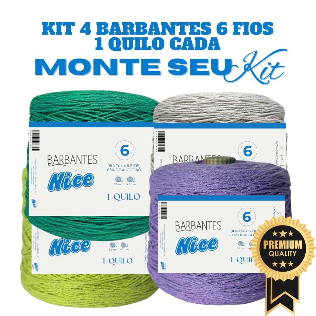 2, 4, 5 ou 10 Barbante Parafinado Para Crochê Fio 6 - 1kg - MONTE SEU KIT