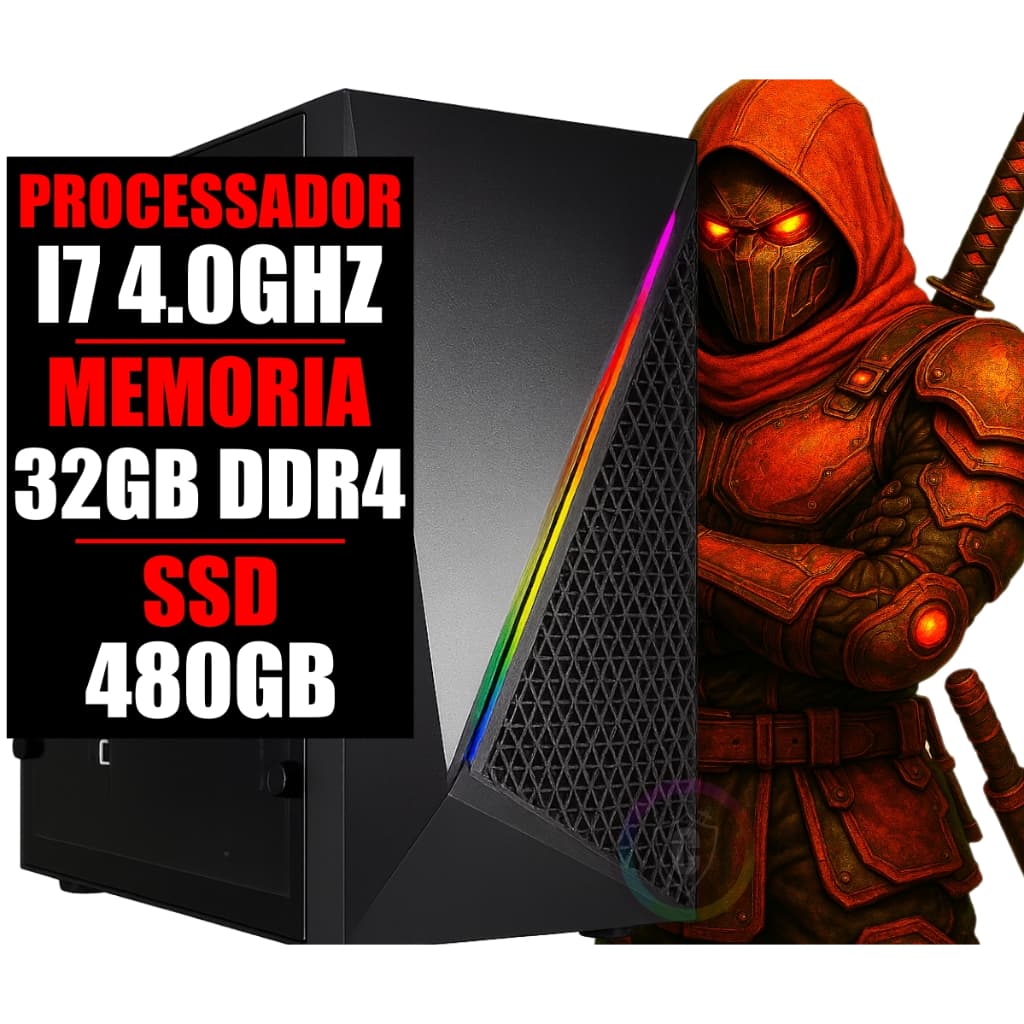Cpu Computador DDR4 Gamer Intel I7 4.0Ghz / 32Gb Ram / Ssd 480GB