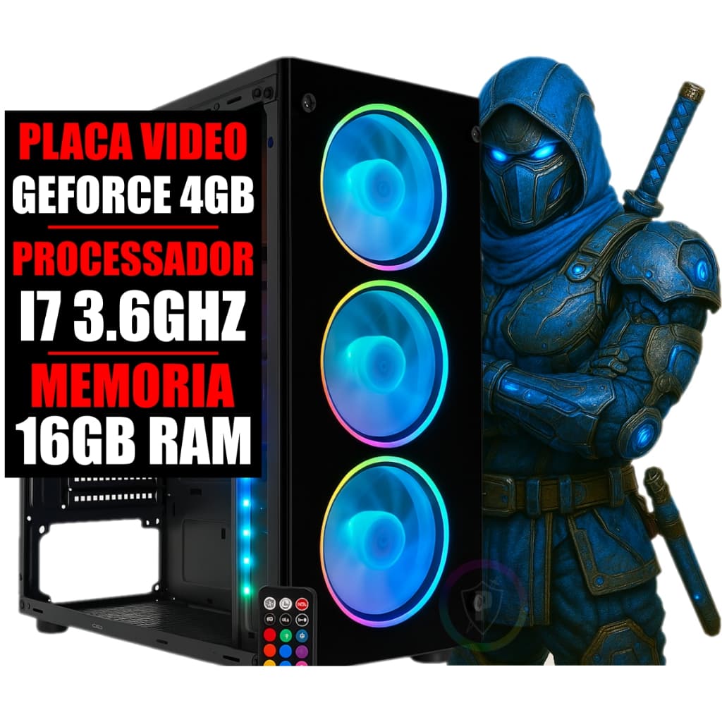 Cpu Computador PC Gamer Intel Core i7 3.6Ghz / Placa Video GeForce 4GB / 16GB de RAM / SSD 480GB