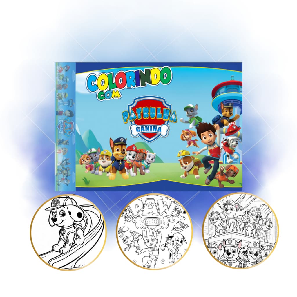 Brinquedo Caderno de Desenhos de Colorir Patrulha Canina + Caligrafia para Alfabetização Brinquedo educativo patrulha