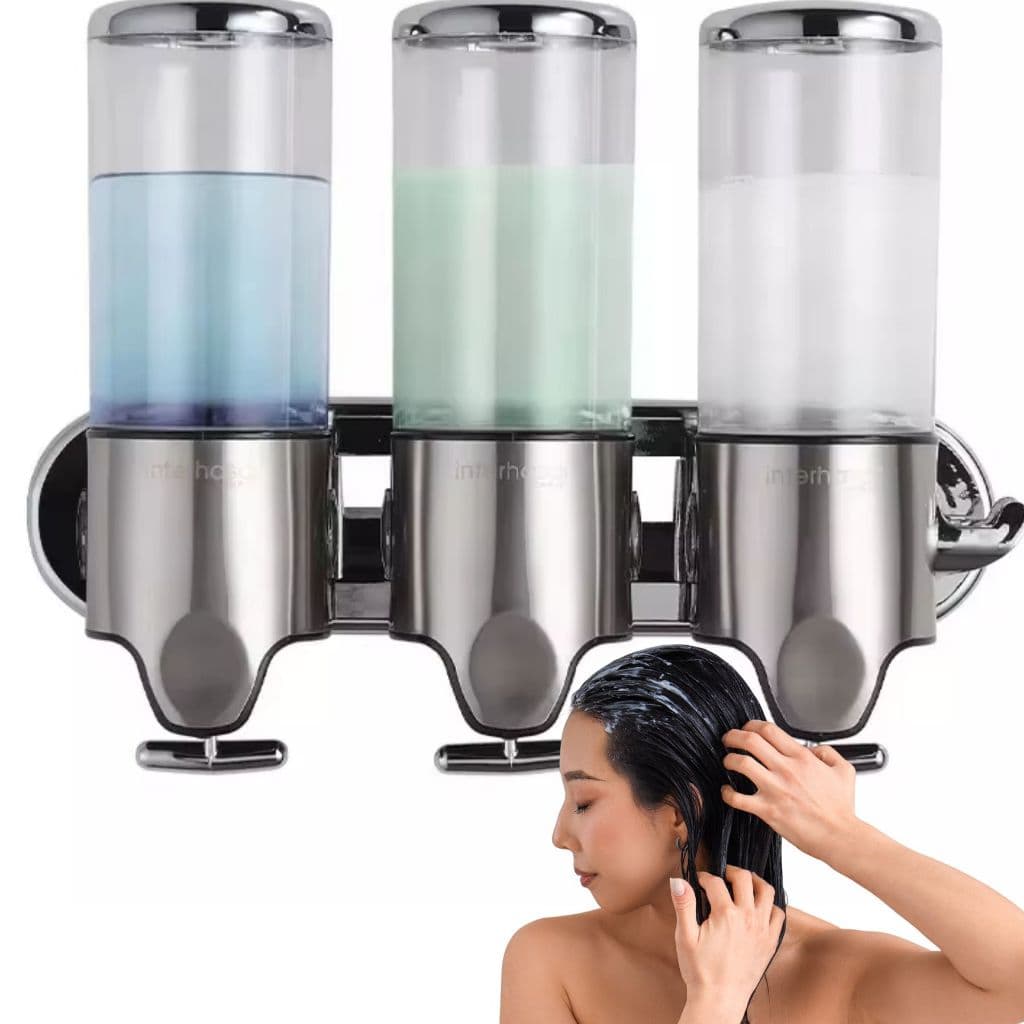 Suporte Fixável Para Shampoo Sabonete Hidratante C/ Dosador Recarregável 500ml Econômico Moderno