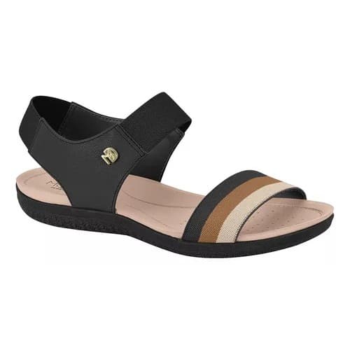 SANDALIA FEMININA MODARE  7125.241  PRETO SOLADO BAIXO PALMILHA CONFORTÁVEL - NOROESTE CALÇADOS - NOROESTE CALÇADOS