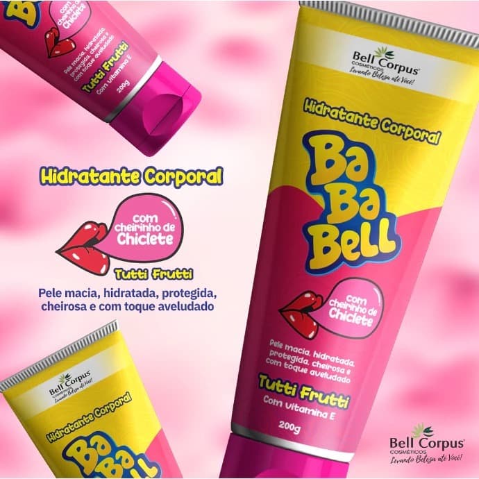 Kit Hidratante Bababell  1 a 10 Unidades Hidratante Corporal Bababell Cheirinho de Chiclete - Tutti Fruttii 🍬