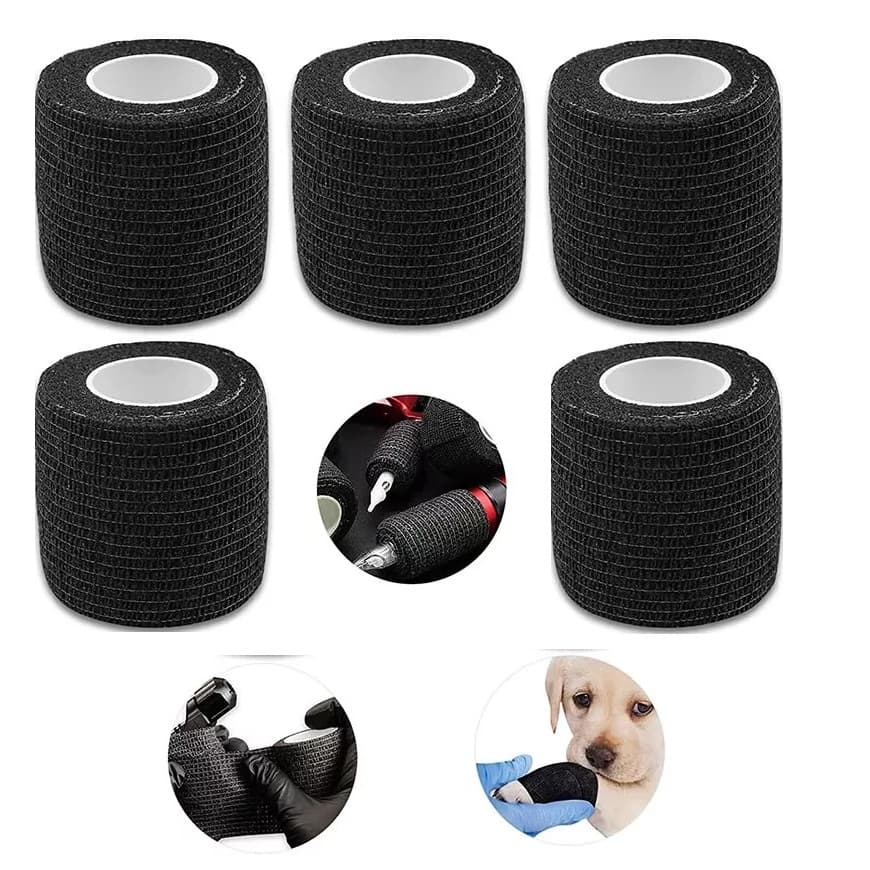 Kit 5 Bandagem Elástica Adesiva Flexível Atadura 5 cm x 4.5m Joelheira Tornozelo Tatuagem Pets