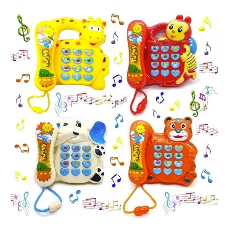 Telefone Infantil Musical Animal Som Luz Brinquedo Educativo