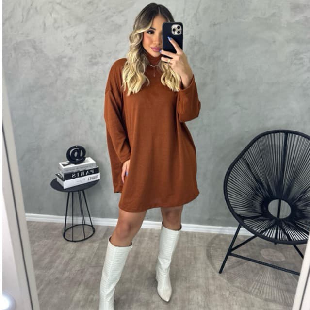 Vestido Poncho Feminino Lanzinha Gola Alta Manga Longa Inverno blusa frio moda junina presente