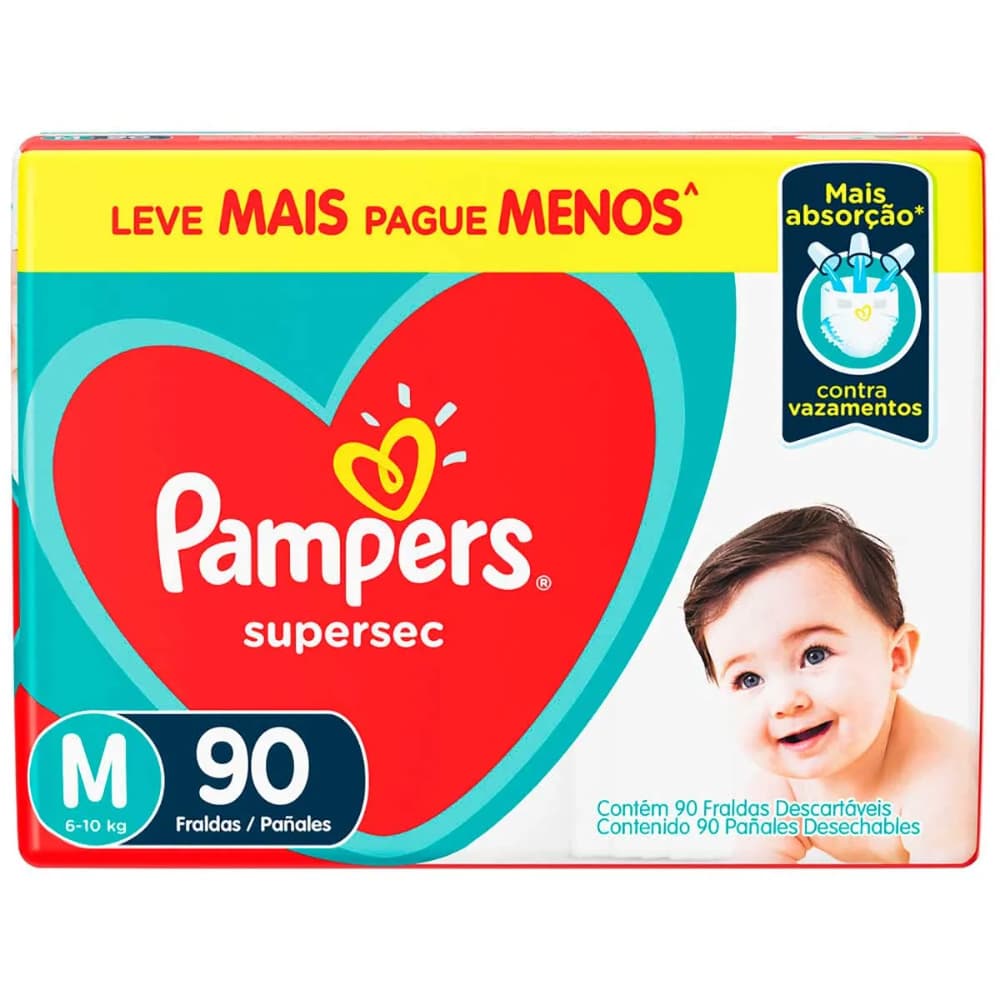 Fralda Pampers Supersec M 90unidades