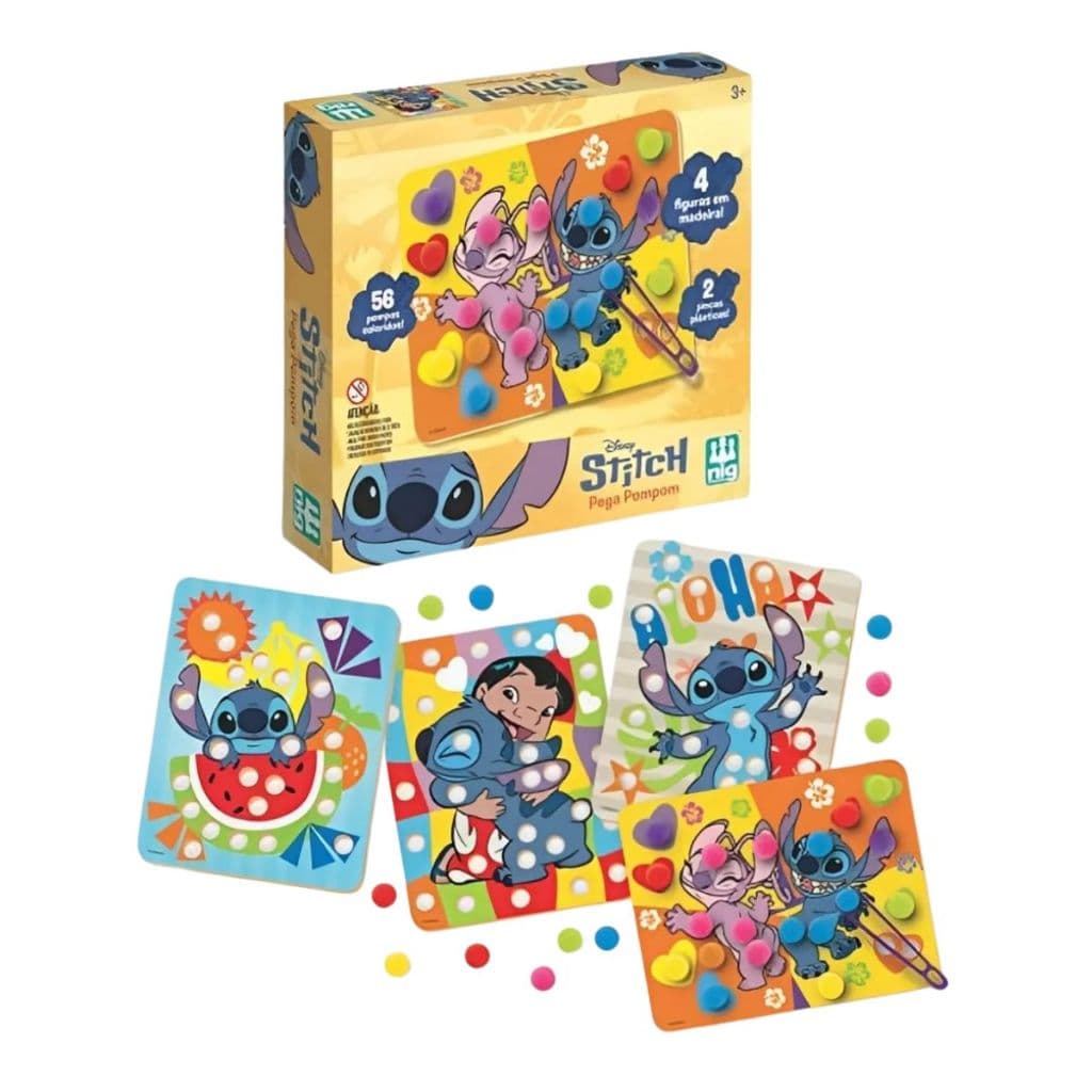 Brinquedo Educativo Pega Pompom Stitch e Angel Disney Brinquedo Montessori