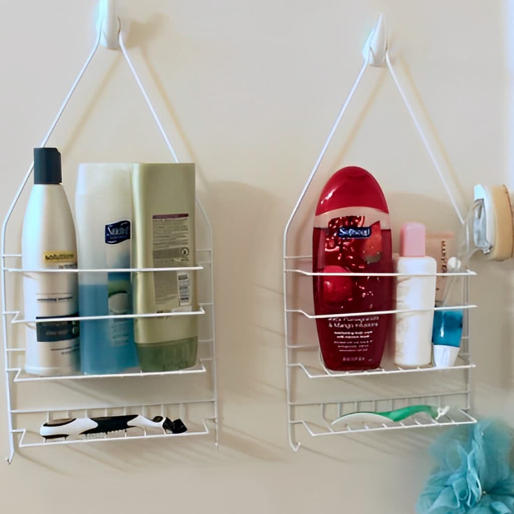 Suporte  Prateleira Organizador Metal Branco para Shampoo Banheiro Lavanderia Cozinha Encaixe Sem Furo