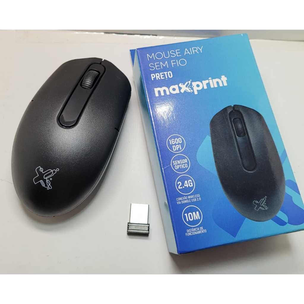 MOUSE AIRY SEM FIO 2.4G 1600DPI PRETO